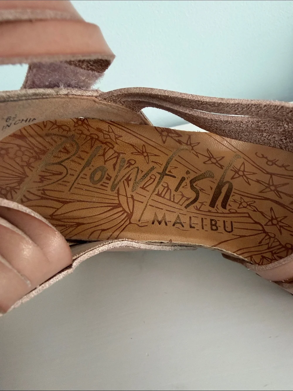 Cork Wedge Strappy Sandals in Rose Tan